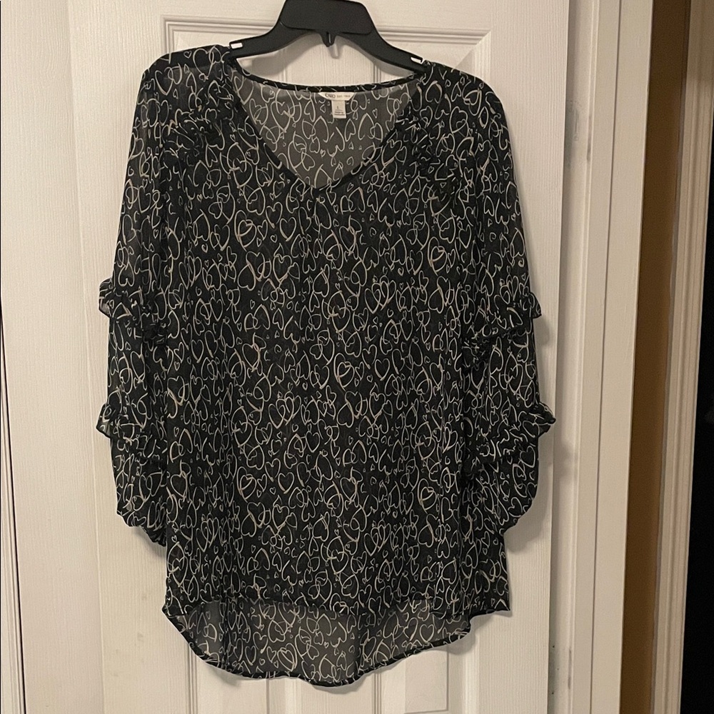 Cato Black and White Abstract Blouse